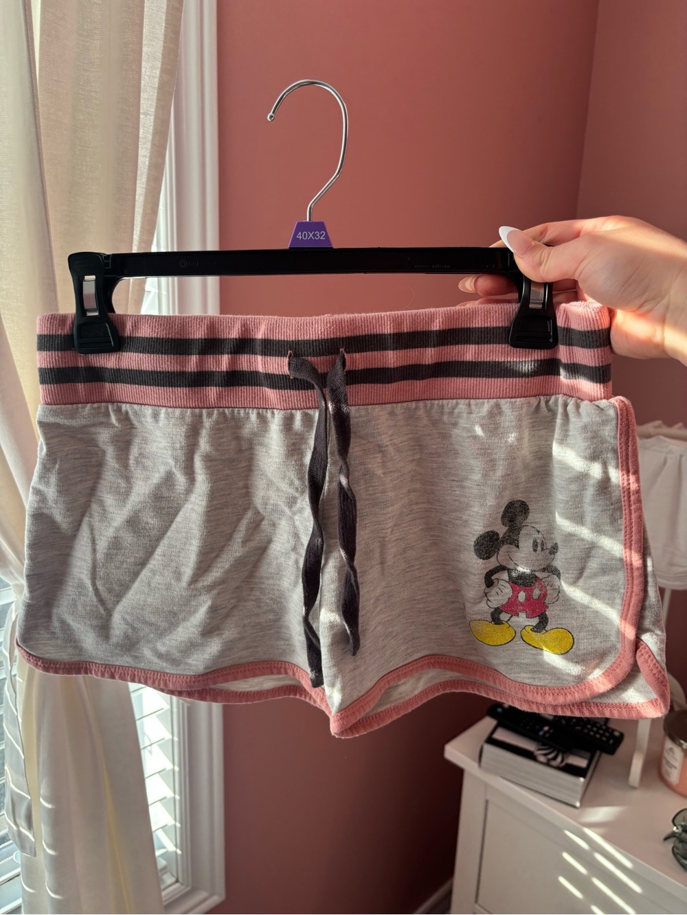 Mickey Mouse Grey & Pink Lounge Shorts